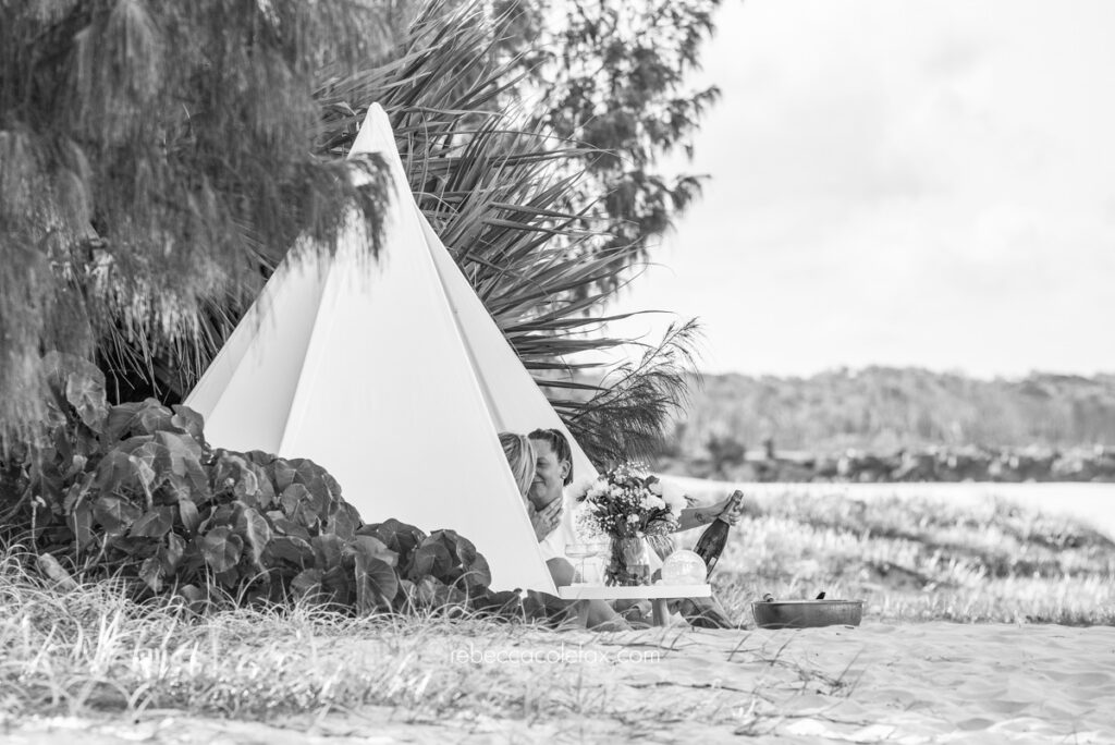 Same Sex Couple Picnic Proposal on Noosa Main Beach by Noosa Photography Co