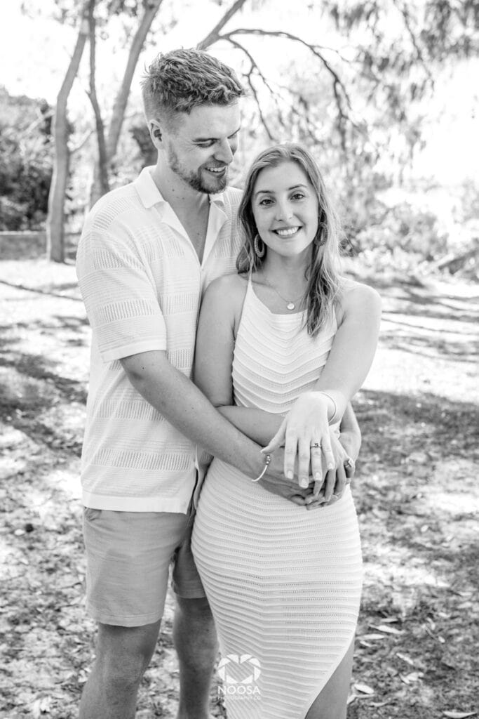 Couple Black and White Portrait Surprise Proposal Photography Noosa by Noosa Photography Co