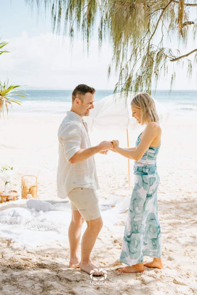 Morning Proposal on Noosa Main Beach