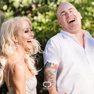 Couple laughing Noosa wedding ceremony