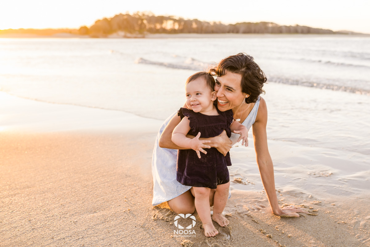 Noosa Photography Co ~ Families Mum and Daughter at sunset in Noosa
